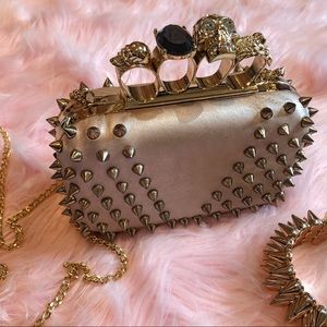 Spiked Skull Ring Knuckle Clutch Purse